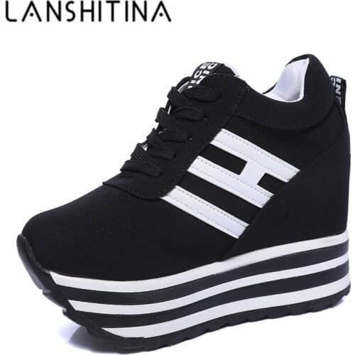 2020 New Women Casual Platform Shoes High Heels Shoes Woman Wedges Canvas Shoes Trainers Sneakers Heigh Increasing Zapatos Mujer