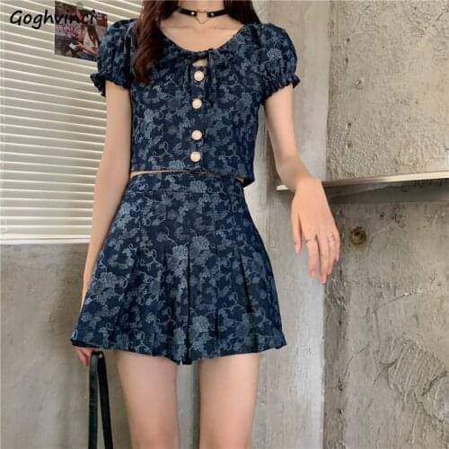 Sets Women Vintage Elegant Mini Skirts Tops Two Piece Set All-match Summer Short Sleeve Top Harajuku Japanese Style Chic Fashion