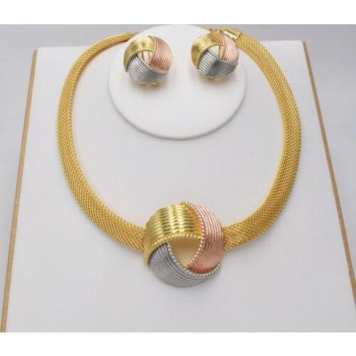 High Quality Big flower Dubai Italy 750 Gold color Jewelry BIG Set For Women african beads jeweLry fashion set earring jewelry