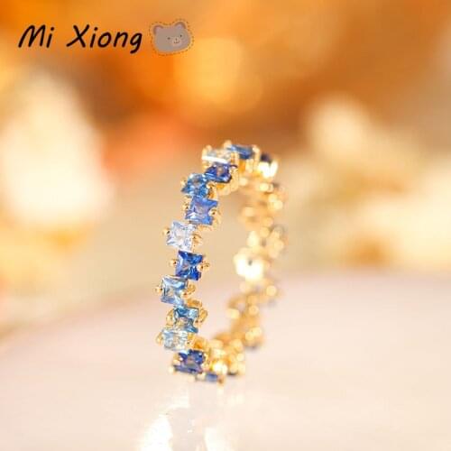 Mi Xiong 925 Sterling Silver Rings for Women Engagement Sapphire Luxury Jewelry Fine Trendy Wedding Romantic Cute Elegant Gift