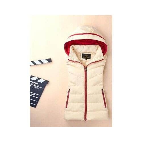 2017 Hot selling Autumn Winter Women female thickening vest down cotton slim Girls warm waistcoat with a hood Cheap wholesale