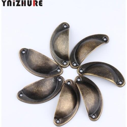 10pcs 50*20mm Promotion Tiradores Muebles Metal Antique Drawer Handle Medicine Cabinet Green Ancient Shell Semicircle