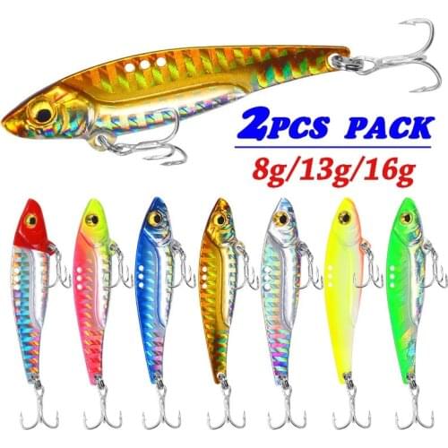 2PCS VIB Iron Plate Fish Fishing Lures Laser Sequins Sinking Bait Artificial Hard Swimbait Fish Lures Fishing Tackle