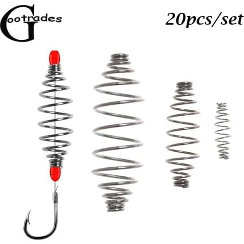 20pcs Carp Fishing Spring Feeder Cage Hair Rig Combi Rigs Floating Feeder Accessories Stops S M L Carp Fishing Tackle