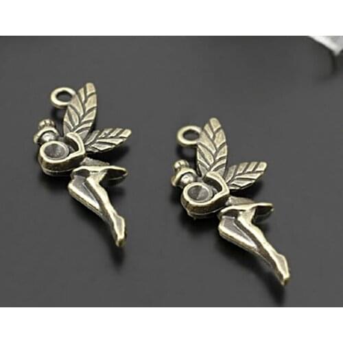 27889)50PCS 25x12MM Antique Bronze Zinc Alloy Fairy Charms Pendants Diy Jewelry Findings Accessories Wholesale