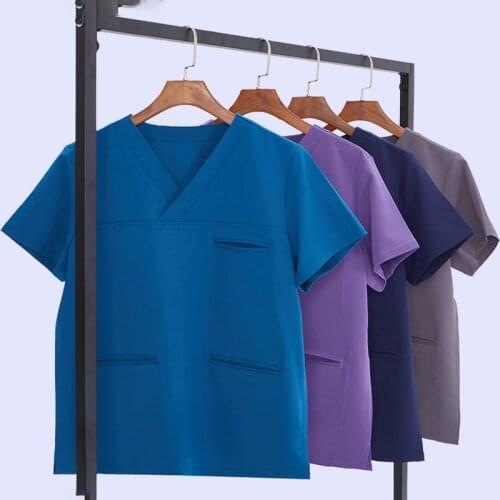 4-way stretch Scrub Uniform Top and Pant Women Men Long Short Sleeve Nursing Workwear Tunic Set Anti Wrinkle Uniforms 9505-02