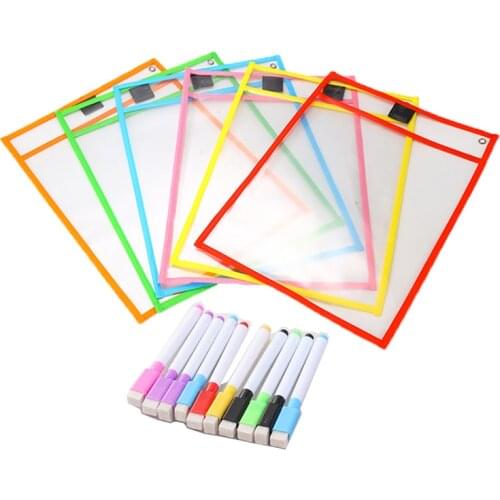 6 Lots Puzzle Toys Can Be Reused With PVC Transparent Dry Brush Bag PET Writing Dry Wipe Bag Drawing Toy For Kids Children Adult