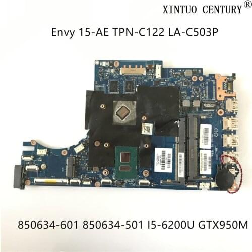 850634-501 For HP Envy 15-AE TPN-C122 Laptop Motherboard ASW50 LA-C503P W/ I5-6200U N16P-GT-A2
