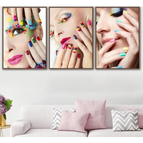 Diamond Painting Nail Polish Eye Shadow Fashion Girl Art Nordic Wall Pictures Diamond Embroidery Cosmetics Beauty Shop Decor