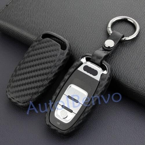 Carbon Fiber Look Car Key Case Cover Fob Holder Protector For Audi B8/C7 A4 A5 A6 A7 A8 Q5 SQ5 S4 S5 S6 S7 S8