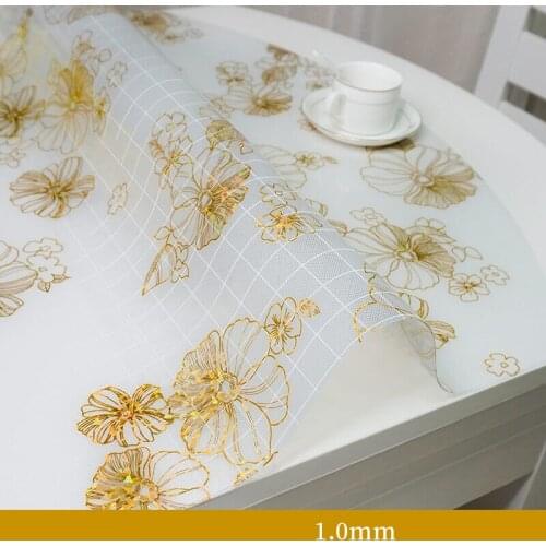 Flower Printing PVC Table Cloths 1mm Color Transparent Pvc Crystal Plate Plastic Table Cloth Waterproof for Home Tablecloths