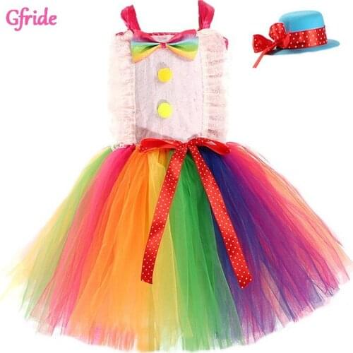 Girls Cosplay Cartoon Tutu Dress With Hat Children Halloween Christmas Costume Super Hero Full Set Birthday Party Dress 2-6 Year