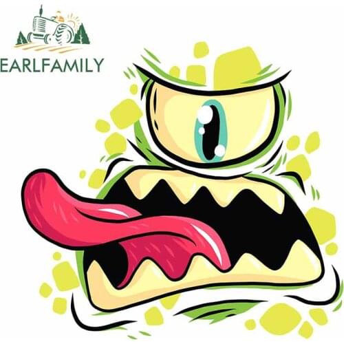EARLFAMILY 13cm x 12.4cm for Monster Funny Face Car Stickers Personality Decal Refrigerator Anime Windows Windshield Graphics