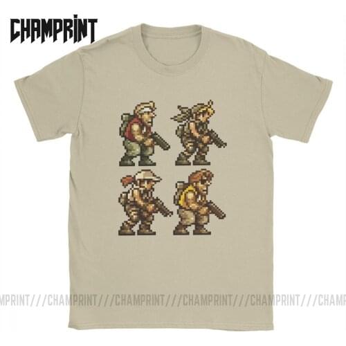 Men T-Shirt Metal Slug Start Mission Vintage Pure Cotton Tees Short Sleeve Retro Classic Geo Gun Game T Shirts Clothing Graphic