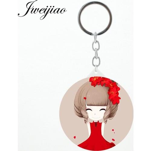 JWEIJIAO red clothe Cartoon pretty girls fairy keychains Beauty Health Mirrors moive best gfit for women can custom C093