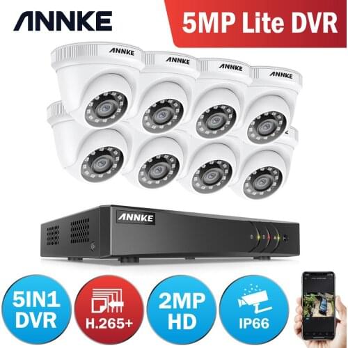 ANNKE 8CH 2MP HD Video Surveillance System H.265+ 5in1 5MP Lite DVR 4X 8X 1080P Dome Outdoor Weatherproof Security Cameras CCTV