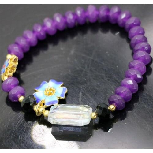 Love vintage bracelets & bangles for women natural mixed-stone jades 5*8mm abacus beads cloisonne fashion jewelry 7.5inch B2930