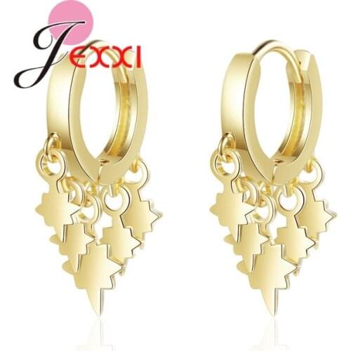 Fashion New Style Real 925 Sterling Silver Earrings Elegant Asymmetric Pendant Drop Earrings For Women Girls Party Jewelry