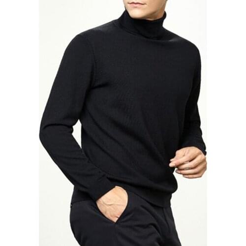 Men Sweaters Full Sleeve Pull Homme Solid Color Pullover Sweater Mens Tops New Fashion Mens Cotton Turtle Neck Turtleneck Sweat