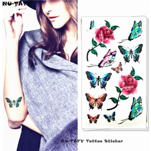 Nu-TATY Butterfly Temporary Tattoo Body Art Arm Flash Tattoo Stickers 17*10cm Waterproof Fake Henna Painless Tattoo Sticker