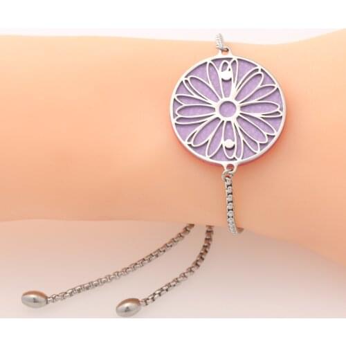 Wholesale Fashion Stainless Steel Bracelet Ladies Charm Interchangeable Leather Daisy Bracelet New 2021