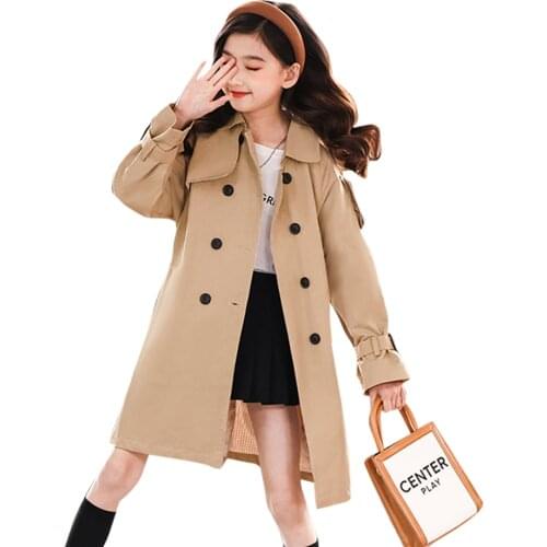 Girls Coat Outerwear 2021 Newest Coat For Girls Solid Color Kids Coats Spring Autumn Childrens Clothing 6 8 10 12 14