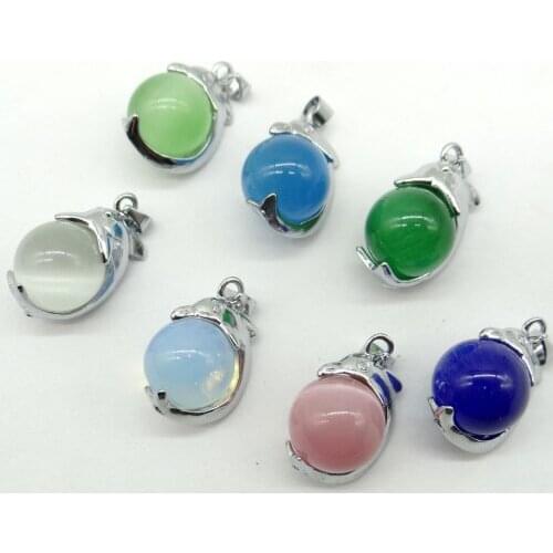 Natural stone tiger eye lapis tiger eye Quartz crystal Opal charms pendants for diy jewelry making necklace Accessories 24pcs