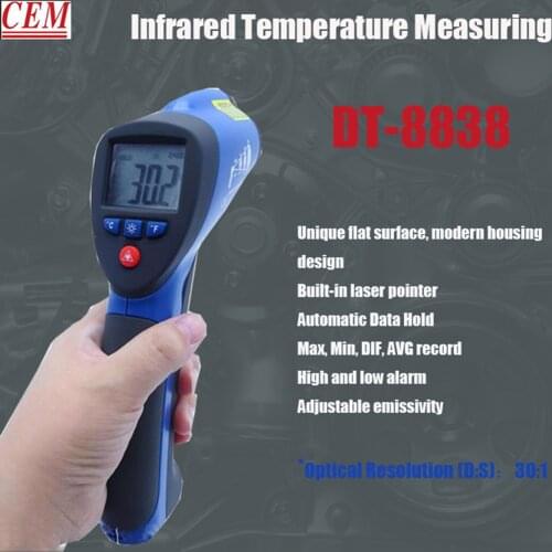 CEM DT-8838 DT-8839 Infrared Thermometer Handheld Non-Contact High Temperature Industrial Electronic Thermometer Laser Induction