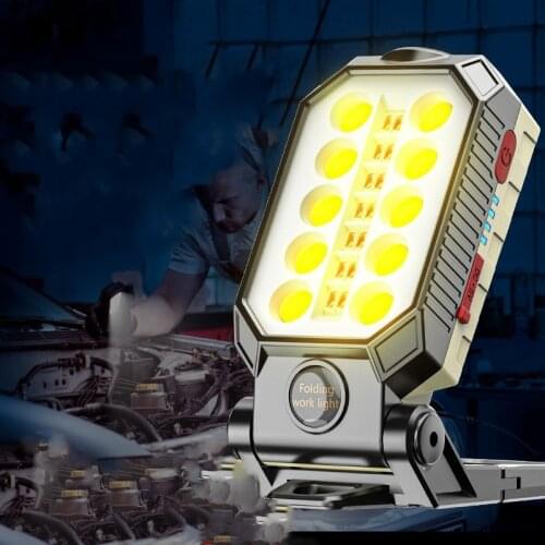 Drop Shipping New Style Portable T6+COB LED USB Rechargeable Flashlight Magnet hook Work Lantern Torch + Built-in battery