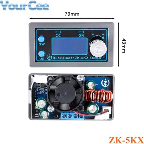 ZK-5KX DC Buck Boost Converter Board Module Step Up Down Power Module 0.6-36V 5A 5V 6V 12V 24V 80W CC CV Adjustable Regulated