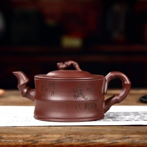 Recommended undressed ore purple clay in fujian bamboo piece of authentic tea set a substituting group of the teapot
