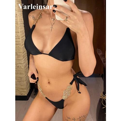 Luxury Jewelled Diamond Bikini Women Swimwear Female Swimsuit Two-pieces Bikini set Halter Bather Bathing Suit Swim Lady V2727