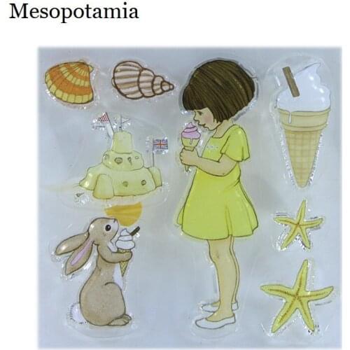 DIY Scrapbooking Album Stamp Seal Summer Girl Ice Cream Embossing Silicone Transparent Stamp Card Making Decoration Stamps Seal