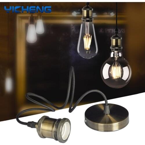 Vintage E27 Lamp Holder Metal Led Lamp Base Industrial Design Indoor DIY Aluminum Retro Decoration Fixture Light Base AC85-265V