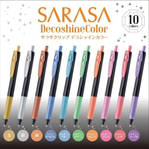 ZEBRA SARASA CLIP JJ15 New Shiny Metallic Colors Gel Pens 0.5mm Gem Style Black Card Drawing Bullet Journal Japanese Stationery