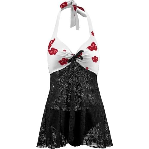 Women 2021 Exotic Anime Comic Bikinis Akatsuki Uzumaki Uchiha Womens Swimming Suit Skirt Dress Sets Women Beach Wear