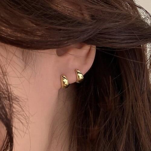 Charms Gold Geometric Hollow Dome Small Circle Stud Earrings for Women Girl Elegant Chic Korean Cuff Earring Jewelry