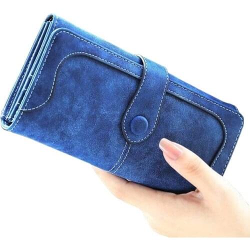 Women Wallets Hasp Matte PU Leather Clutch Coin Purse Money Bags Card Holder Lady Vintage Long Wallet Purses Handbags Notecase