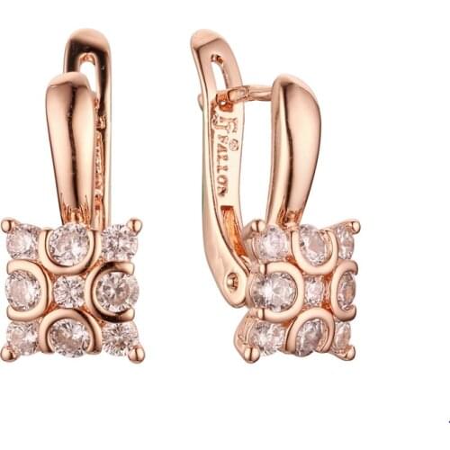 2020 Women Earrings Luxury Cubic Zircon Earring 585 Rose Gold Color Jewelry Fashion New Drop Earring Designs for Lady