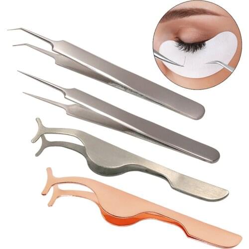 Anti-static Eyelash Extension Tweezers False Eyelash Grafting Tweezers Auxiliary Tool Clip Nail Tweezers Rhinestone Makeup Tool