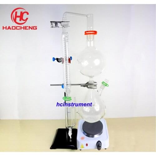 Free shipping,Hot Sale 500ML 1000ML 2000ML Essential oil steam distillation apparatus with hotplate