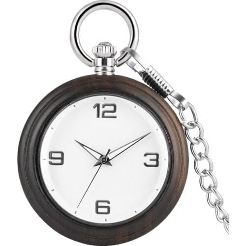 Durable Ebony Large Women Pocket Watch Woman Necklace Simple Dial Premium Alloy Rough Chain Pendant Necklace Watches zakhorloge