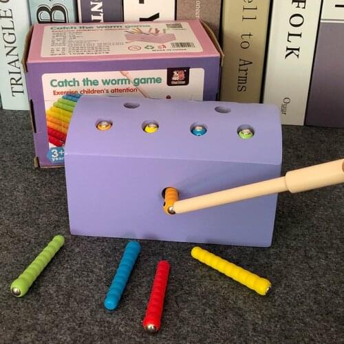 Wooden Magnetic Baby Catching Bugs Game Shape Matching Early Childhood Educational Parent-child Interactive Toy