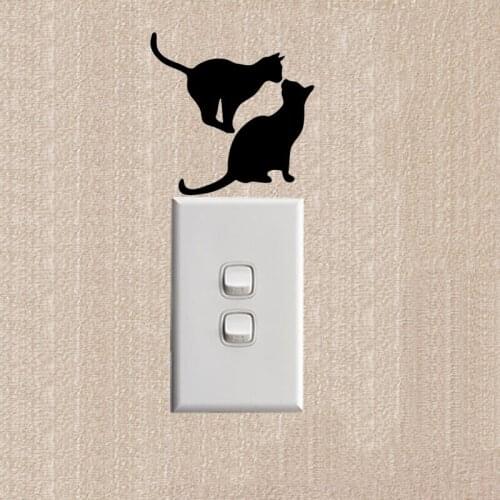 TWO CATS Kiss Funny Animal Switch Sticker Cute Animal Decoration Vinyl Decals 2SS0382