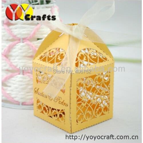 Hot sale!!! high quality pearl paper laser cut party supply wedding favors and gifts box