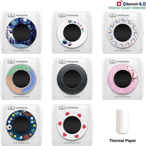 PAPERANG P2 Pocket Portable Bluetooth Mini Printer Phone Photo 300id HD Thermal Label Printer for IOS Android Windows 1000 MAh
