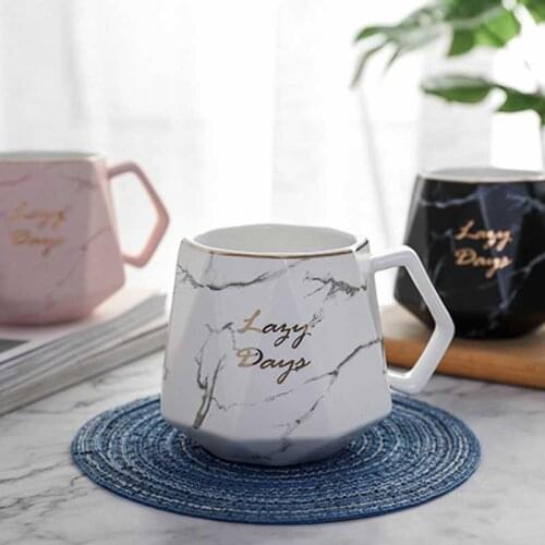 Nordic Mug Marble Ceramic Coffee Mug Large Capacity Beautiful Trim Tea Mugs Milk Drinking Cup for Home Office Coffee Mug Gifts