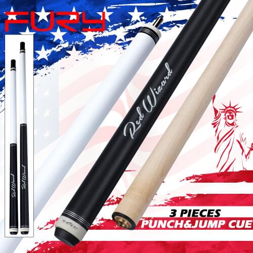 FURY EA Professional Break Jump Cues 3 Pieces Punch Jump Cue American Quick joint Ash And Maple 2 Options Shaft Black&White