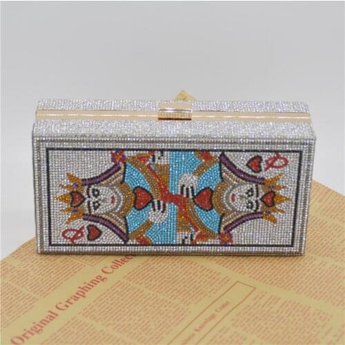 Rhinestone Purse Womens Wedding Clutch Bag Luxury Poker Pattern Banquet Diamond Small Chain Shoulder Bag ZD1807