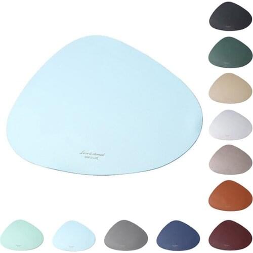 Faux Leather Placemat Waterproof Triangular Insulation Coaster Pads Table Bowl Mats Heat Resistant Placemat for Dining Table